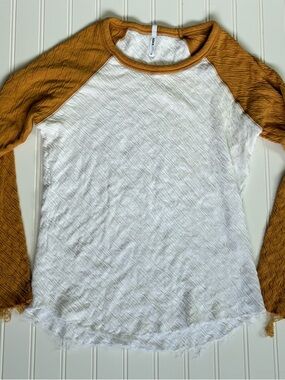ASKK NY White Body with Mustard Raglan Long Sleeve Tee